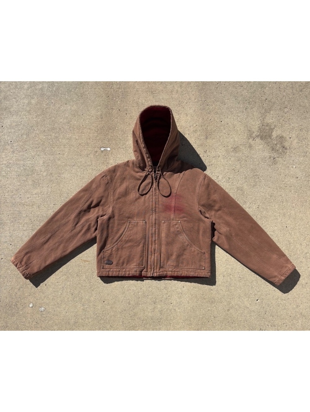 Arran Studios Distressed Brown Canvas Hooded Work Jacket